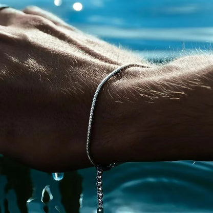 Mens Stainless Steel Square Snake Bone Chain Bracelet - Hip-Hop Jewelry for Trendy Parties - ZOOMNSTORE