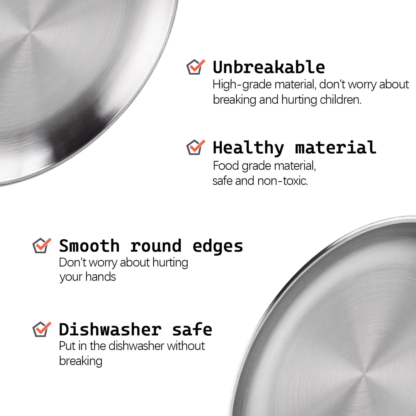 Stainless Steel Camping Plates - 20cm Round Metal Dish Set with Cotton Bag for BBQ Snacks and Salad 4 Pack - ZOOMNSTORE