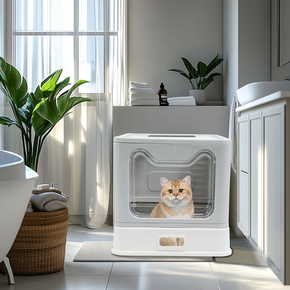 Bingopaw Stainless Steel Cat Litter Box - Front Entry with Lid  Litter Scoop for Easy Cleaning - ZOOMNSTORE