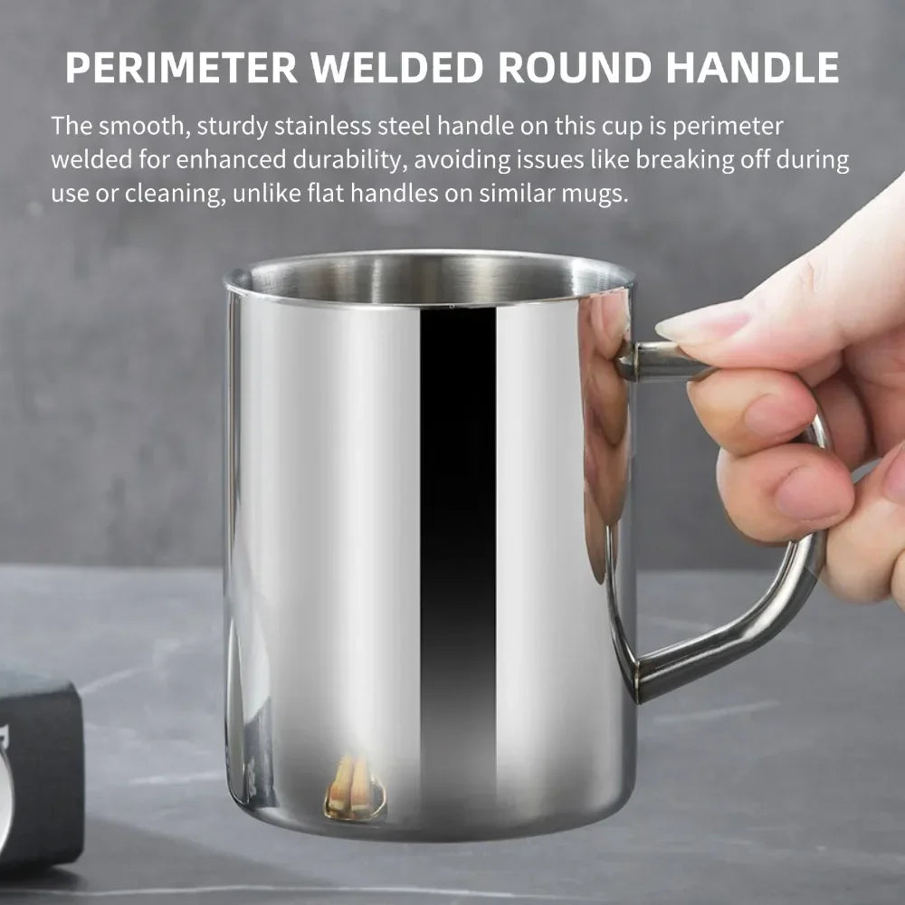 Stainless Steel Coffee Mug - Double Walled Insulated Travel Mug with Lid & Handle - ZOOMNSTORE