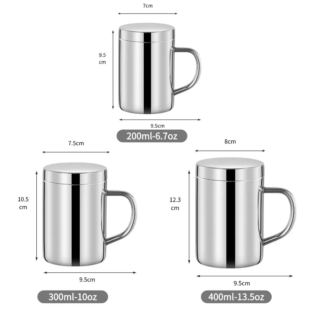 Stainless Steel Coffee Mug - Double Walled Insulated Travel Mug with Lid & Handle - ZOOMNSTORE