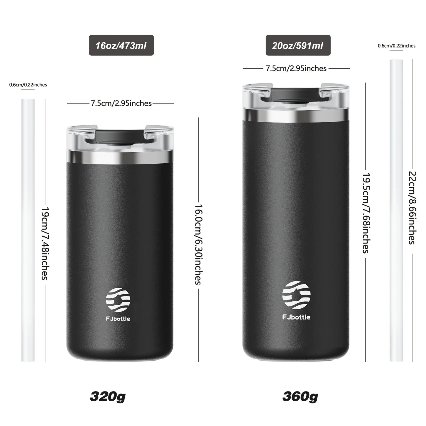 Stainless Steel Coffee Tumbler with Straw - Portable Travel Mug 1620oz - ZOOMNSTORE