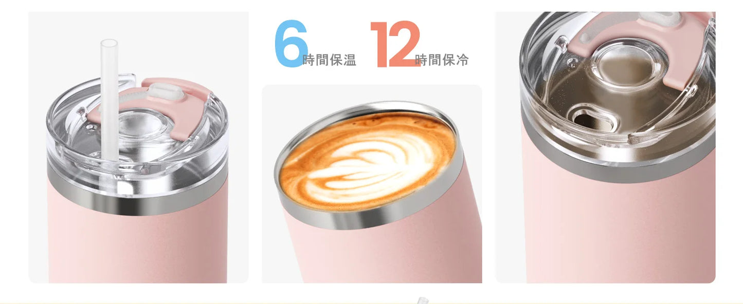 Stainless Steel Coffee Tumbler with Straw - Portable Travel Mug 1620oz - ZOOMNSTORE