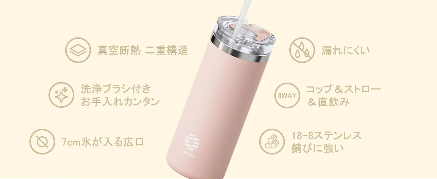 Stainless Steel Coffee Tumbler with Straw - Portable Travel Mug 1620oz - ZOOMNSTORE