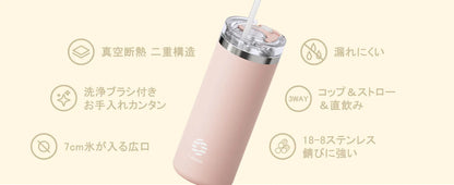 Stainless Steel Coffee Tumbler with Straw - Portable Travel Mug 1620oz - ZOOMNSTORE