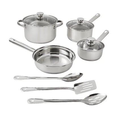 Stainless Steel Cookware 10-Piece Set - Durable Pots And Pans With Heat Resistant Lids - ZOOMNSTORE