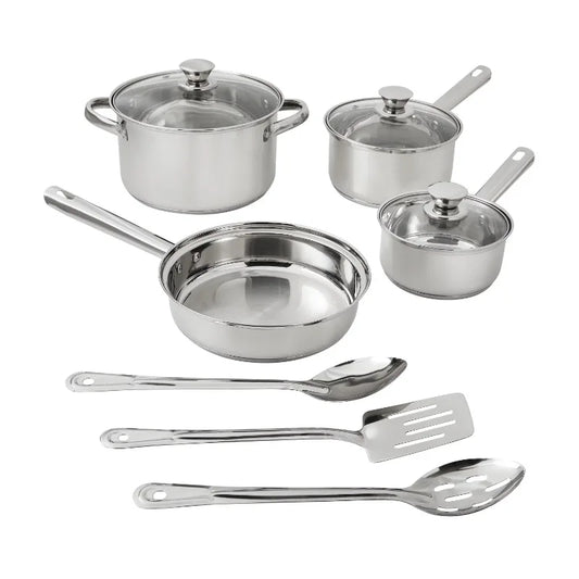 Stainless Steel Cookware 10-Piece Set - Durable Pots And Pans With Heat Resistant Lids - ZOOMNSTORE