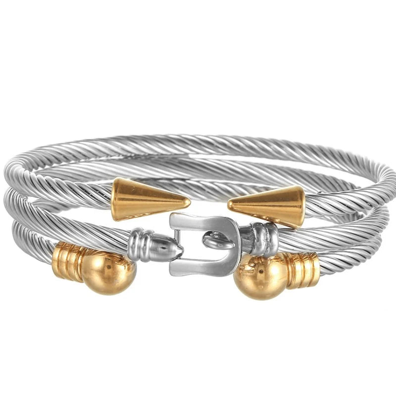 Luxury Stainless Steel Arrow Cuff Bracelet Set - Couples Jewelry Gift - ZOOMNSTORE