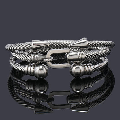 Luxury Stainless Steel Arrow Cuff Bracelet Set - Couples Jewelry Gift - ZOOMNSTORE