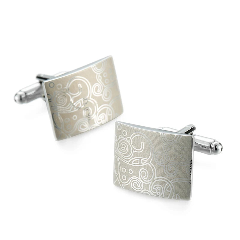 High-Quality Stainless Steel Cufflinks - Laser Engraved Design for Weddings and Business - ZOOMNSTORE