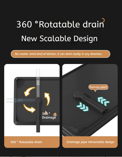 Adjustable Stainless Steel Dish Drying Rack with Drainboard - Over Sink Plate Organizer - ZOOMNSTORE