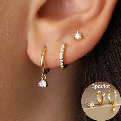 Fashion Stainless Steel Star Drop Earrings Set - 18K Gold Plated Dangle Jewelry for Women - ZOOMNSTORE