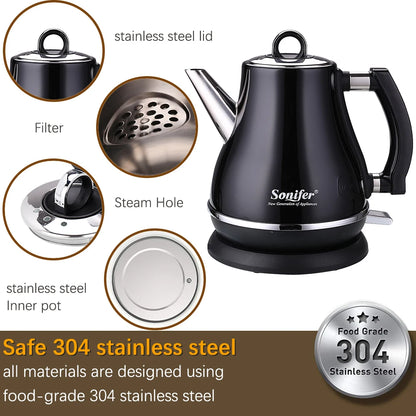 Stainless Steel Electric Kettle 1.2L - 1500W Quick Heating Cordless Tea Pot - ZOOMNSTORE