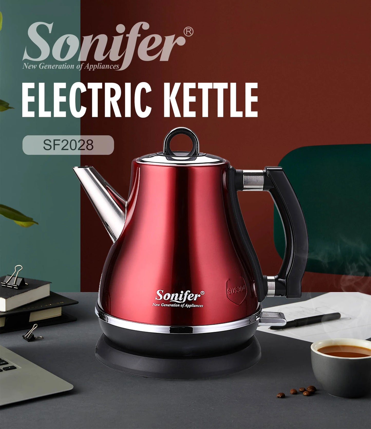 Stainless Steel Electric Kettle 1.2L - 1500W Quick Heating Cordless Tea Pot - ZOOMNSTORE
