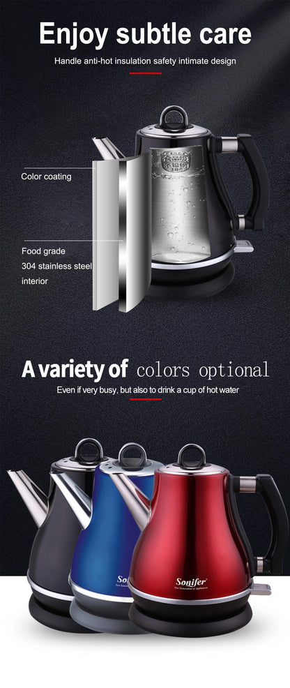 Stainless Steel Electric Kettle 1.2L - 1500W Quick Heating Cordless Tea Pot - ZOOMNSTORE