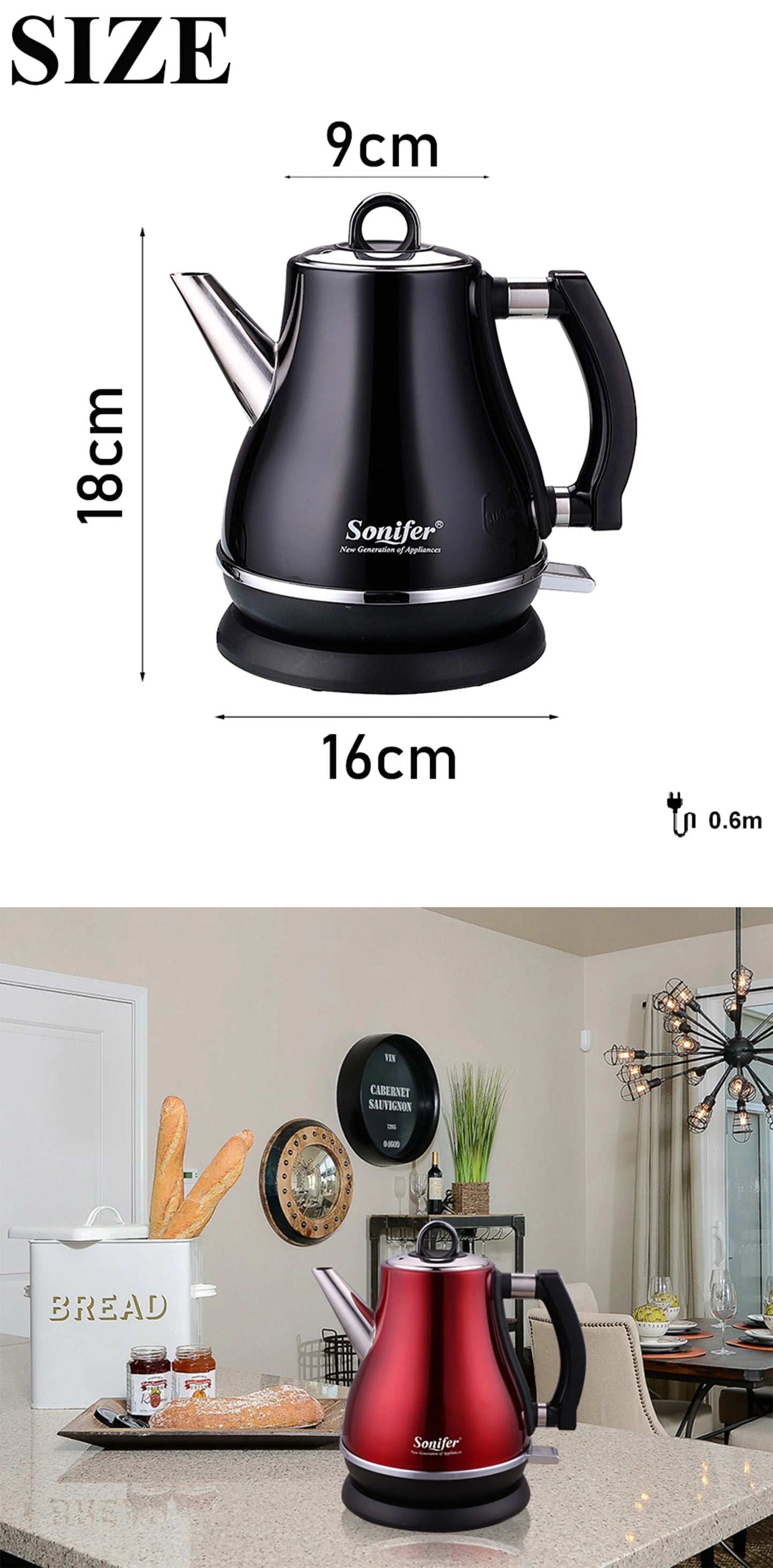 Stainless Steel Electric Kettle 1.2L - 1500W Quick Heating Cordless Tea Pot - ZOOMNSTORE