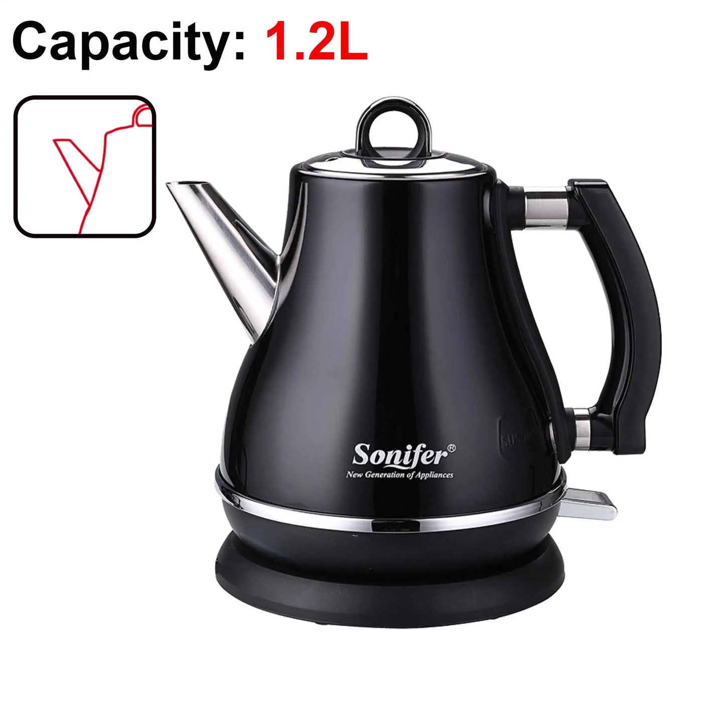 Stainless Steel Electric Kettle 1.2L - 1500W Quick Heating Cordless Tea Pot - ZOOMNSTORE