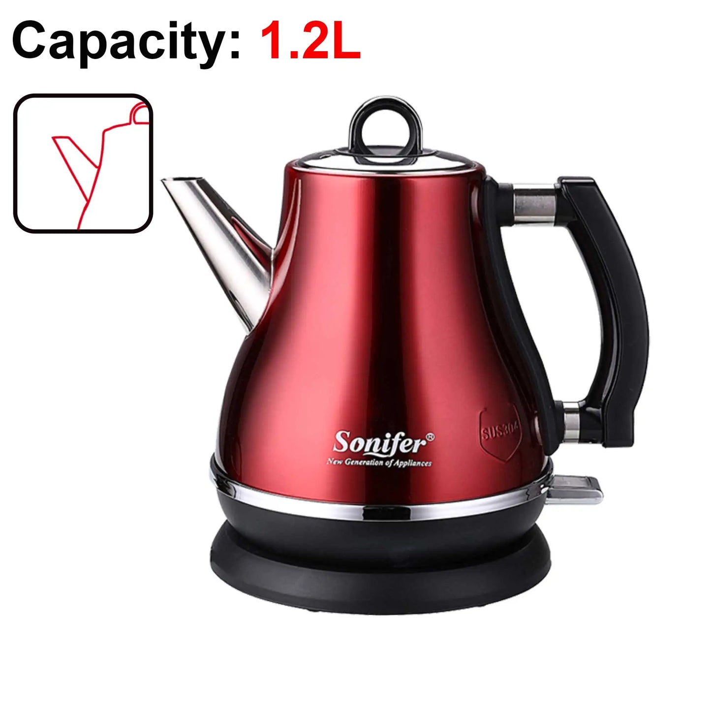 Stainless Steel Electric Kettle 1.2L - 1500W Quick Heating Cordless Tea Pot - ZOOMNSTORE