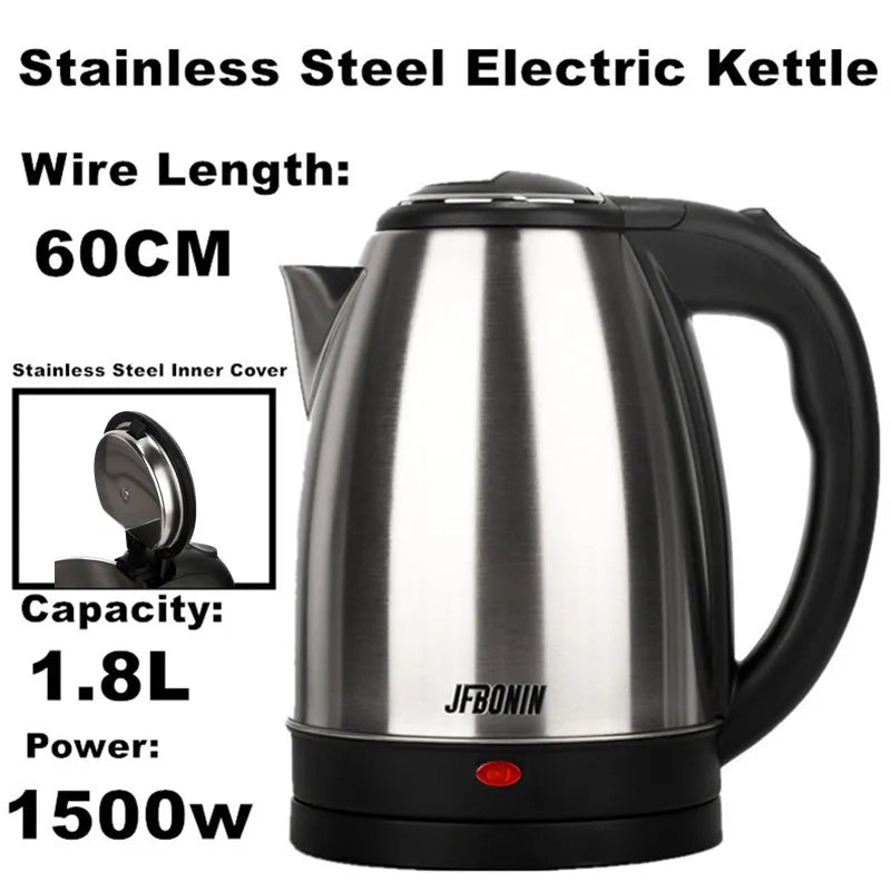 Stainless Steel Electric Kettle 1.8L - 220V Durable Rust Resistant Kettle with Auto Shut-Off - ZOOMNSTORE