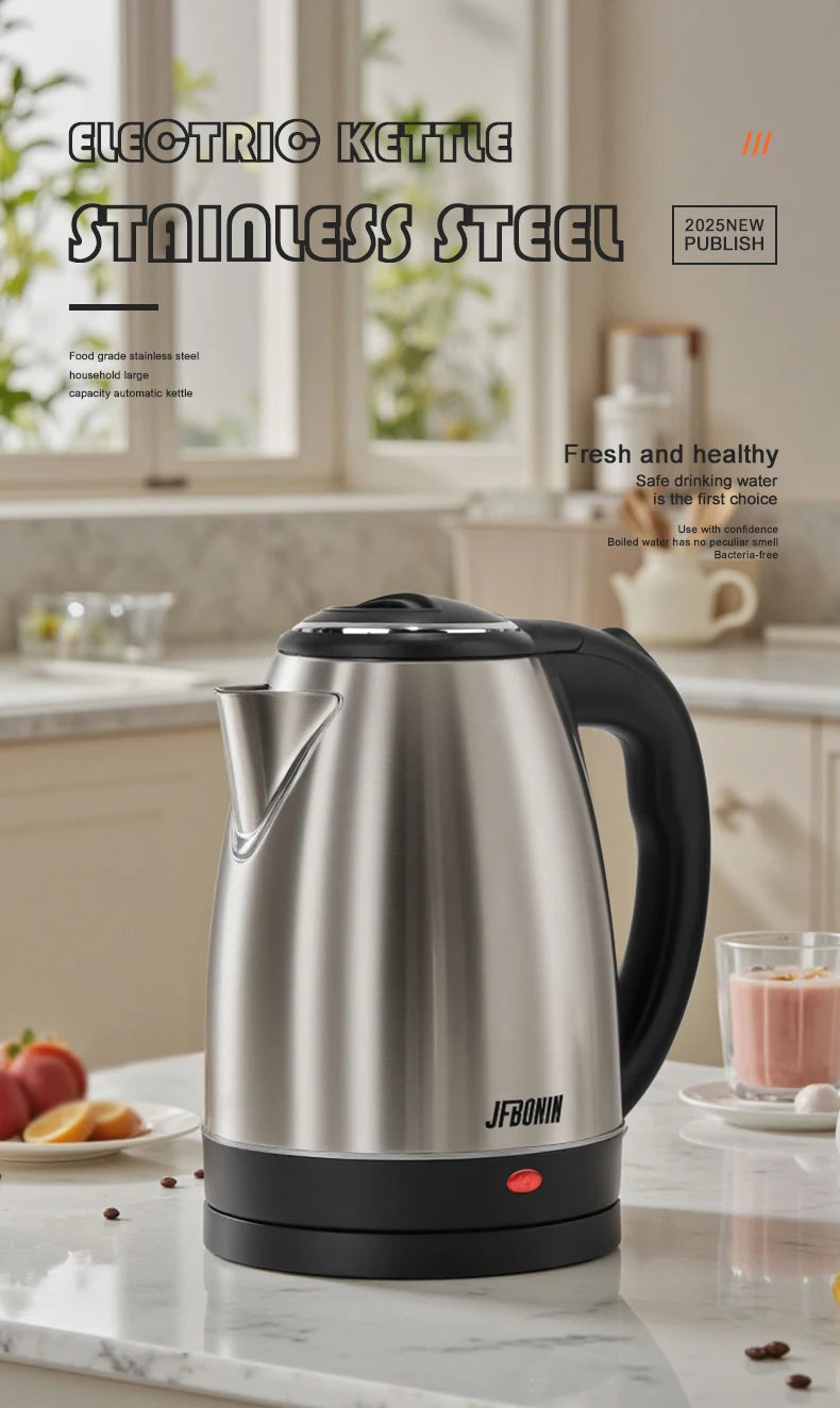 Stainless Steel Electric Kettle 1.8L - 220V Durable Rust Resistant Kettle with Auto Shut-Off - ZOOMNSTORE