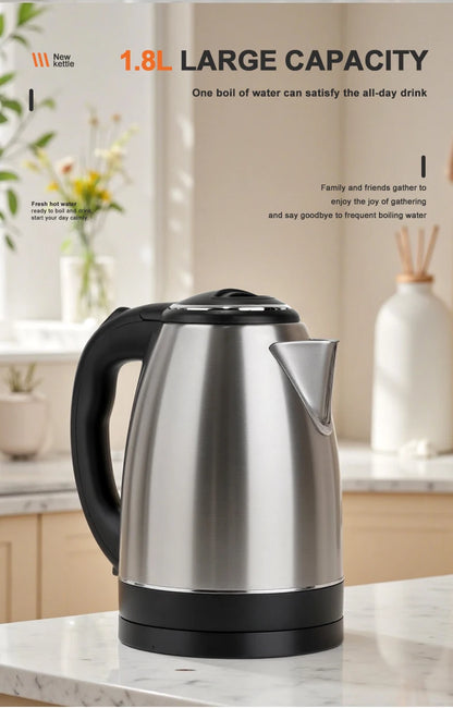 Stainless Steel Electric Kettle 1.8L - 220V Durable Rust Resistant Kettle with Auto Shut-Off - ZOOMNSTORE