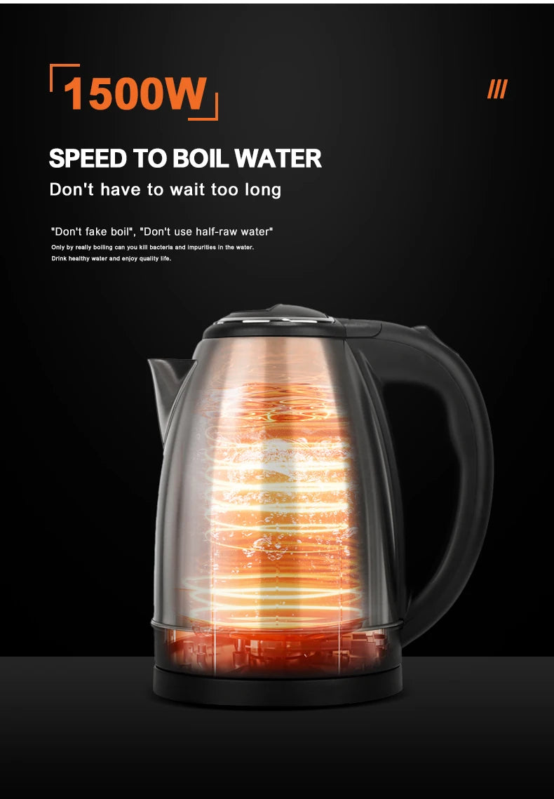 Stainless Steel Electric Kettle 1.8L - 220V Durable Rust Resistant Kettle with Auto Shut-Off - ZOOMNSTORE