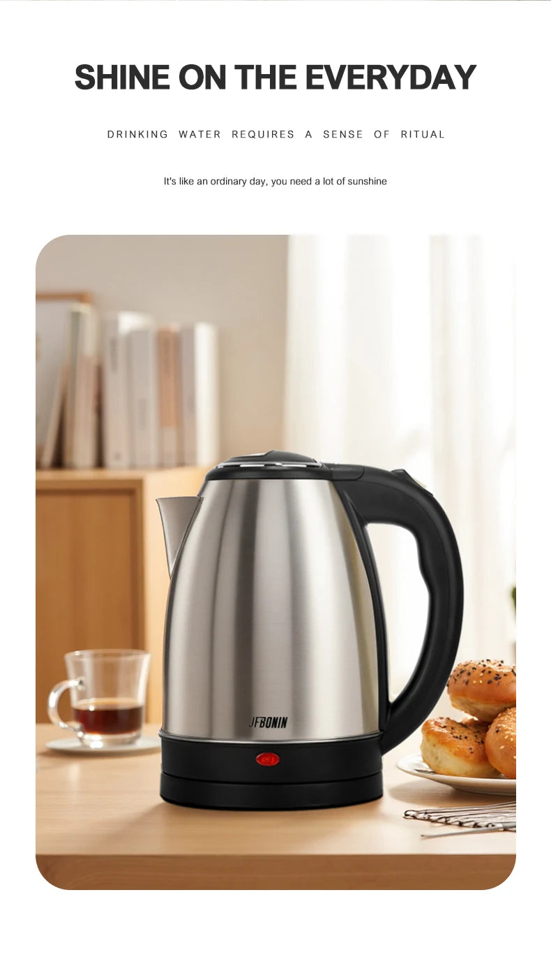 Stainless Steel Electric Kettle 1.8L - 220V Durable Rust Resistant Kettle with Auto Shut-Off - ZOOMNSTORE