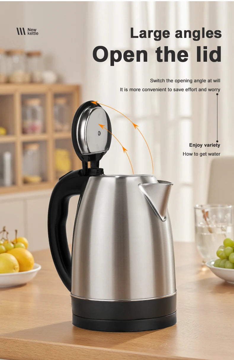 Stainless Steel Electric Kettle 1.8L - 220V Durable Rust Resistant Kettle with Auto Shut-Off - ZOOMNSTORE