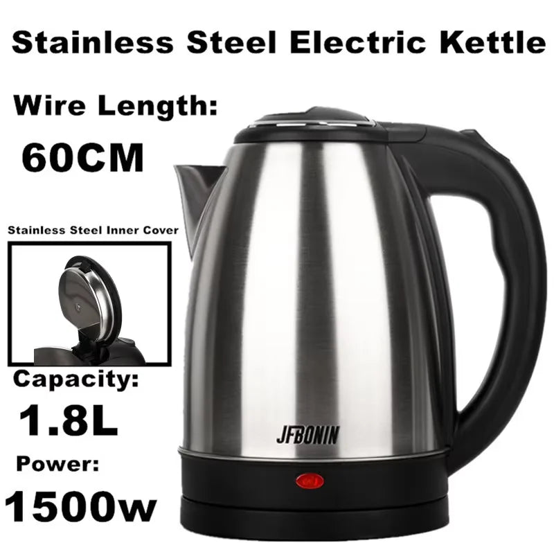 Stainless Steel Electric Kettle 1.8L - 220V Durable Rust Resistant Kettle with Auto Shut-Off - ZOOMNSTORE