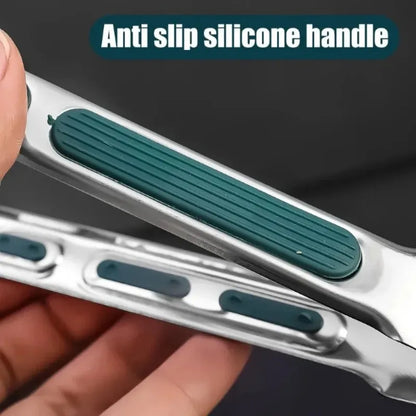 Stainless Steel BBQ Tongs - Non-Slip Silicone Handle Food Clip for Meat Salad and Baking - ZOOMNSTORE