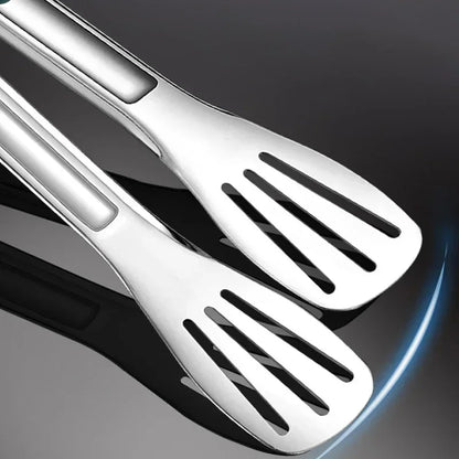 Stainless Steel BBQ Tongs - Non-Slip Silicone Handle Food Clip for Meat Salad and Baking - ZOOMNSTORE