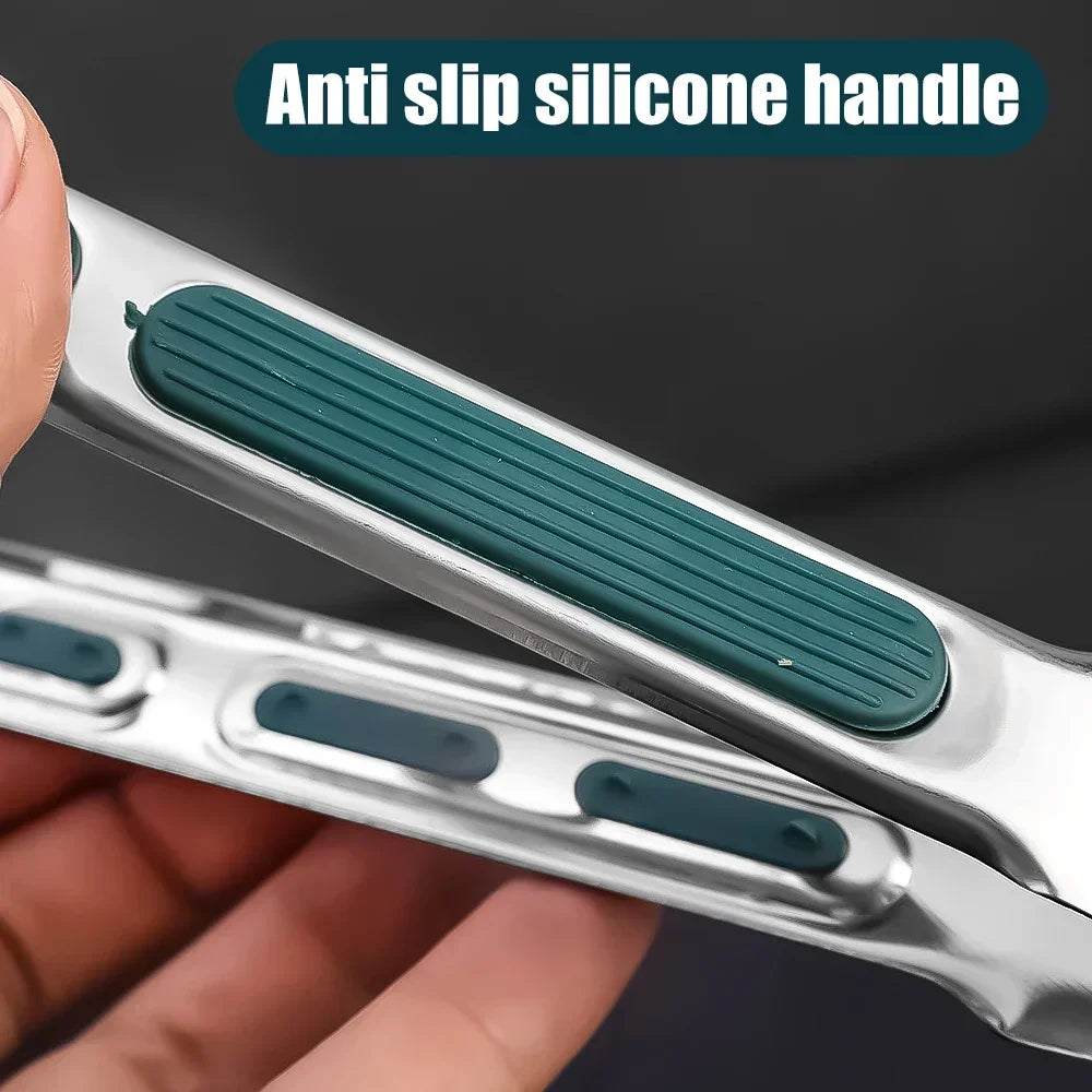 Stainless Steel BBQ Tongs - Non-Slip Silicone Handle Food Clip for Meat Salad and Baking - ZOOMNSTORE