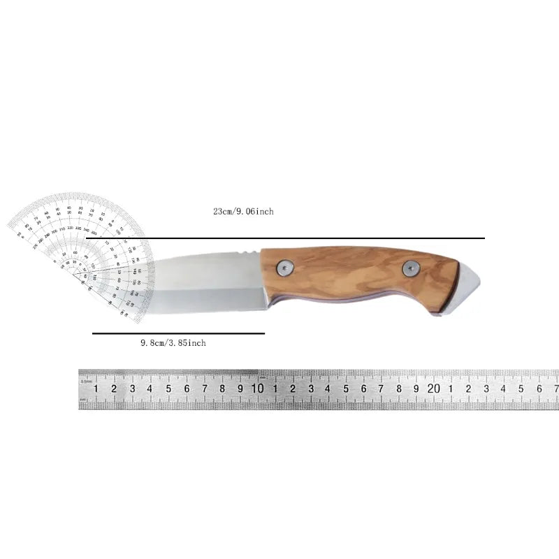 High-Density Stainless Steel Fruit  Meat Knife - Olive Wood Handle - ZOOMNSTORE