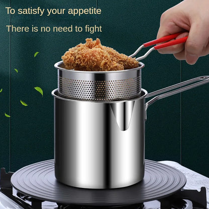 Stainless Steel Fryer Pot Set - 4 Piece Tempura  Frying Basket - ZOOMNSTORE