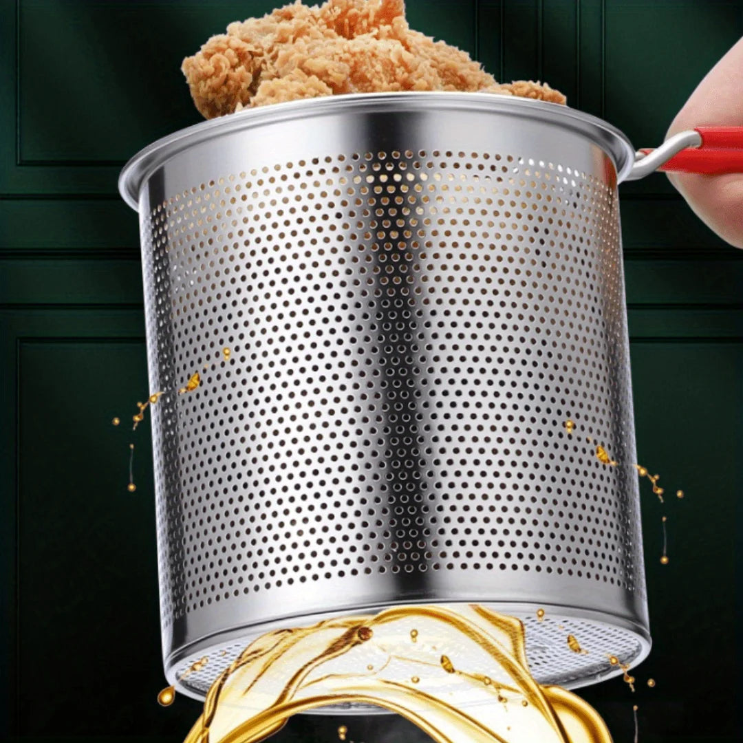 Stainless Steel Fryer Pot Set - 4 Piece Tempura  Frying Basket - ZOOMNSTORE