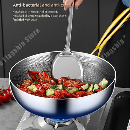 316 Stainless Steel Non-Stick Frying Pan Wok - Induction  Gas Stove Cookware - ZOOMNSTORE