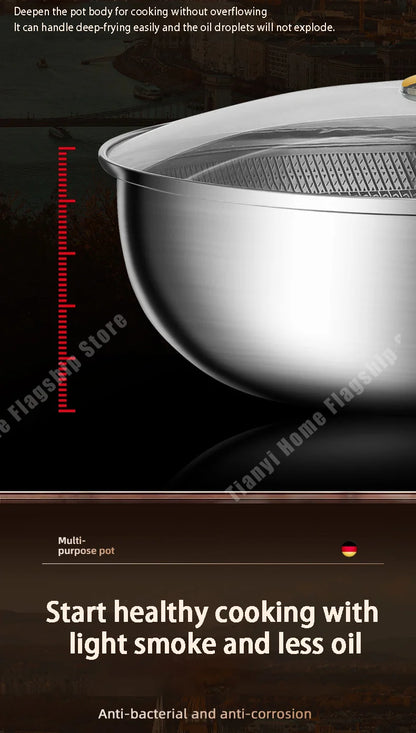 316 Stainless Steel Non-Stick Frying Pan Wok - Induction  Gas Stove Cookware - ZOOMNSTORE