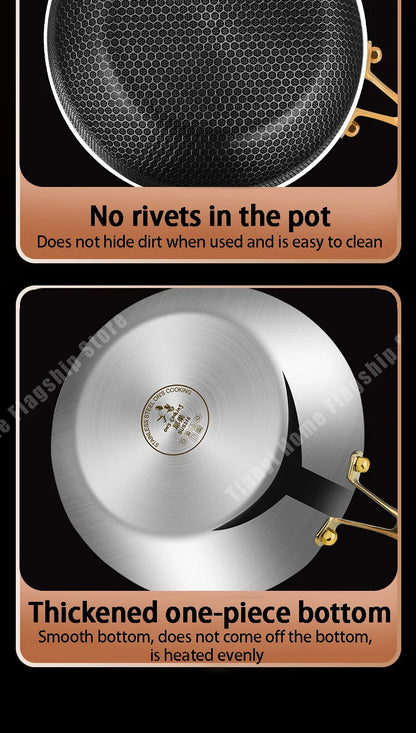 316 Stainless Steel Non-Stick Frying Pan Wok - Induction  Gas Stove Cookware - ZOOMNSTORE