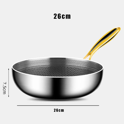 316 Stainless Steel Non-Stick Frying Pan Wok - Induction  Gas Stove Cookware - ZOOMNSTORE