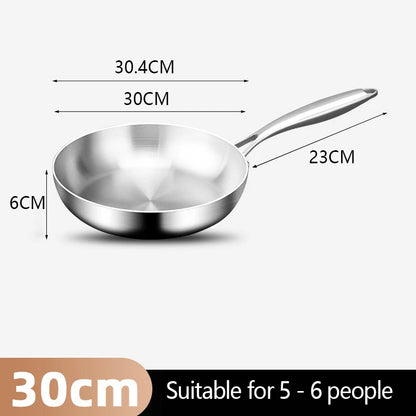 Stainless Steel Frying Pan | Round Bottom Wok, Chemical Free Pan With Brushed Steel Handle - ZOOMNSTORE