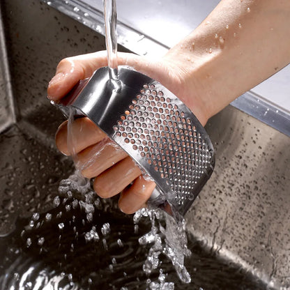 Stainless Steel Garlic Press | Manual Garlic Crusher & Ergonomic Squeezer - ZOOMNSTORE