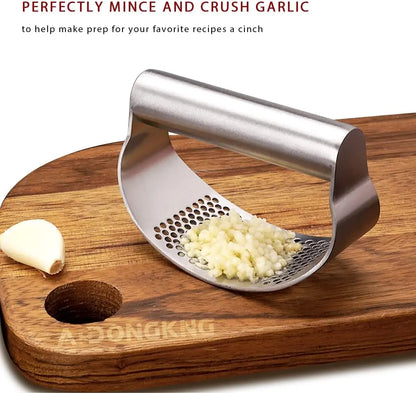 Stainless Steel Garlic Press | Manual Garlic Crusher & Ergonomic Squeezer - ZOOMNSTORE