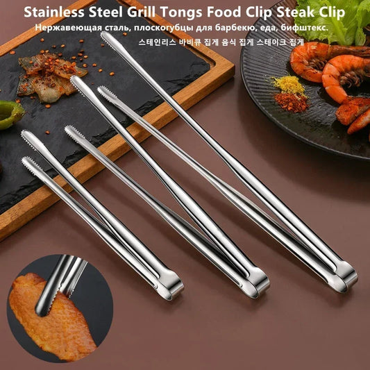 Stainless Steel Grill Tongs – BBQ Cooking Tongs with Serrated Edge Clamp - ZOOMNSTORE