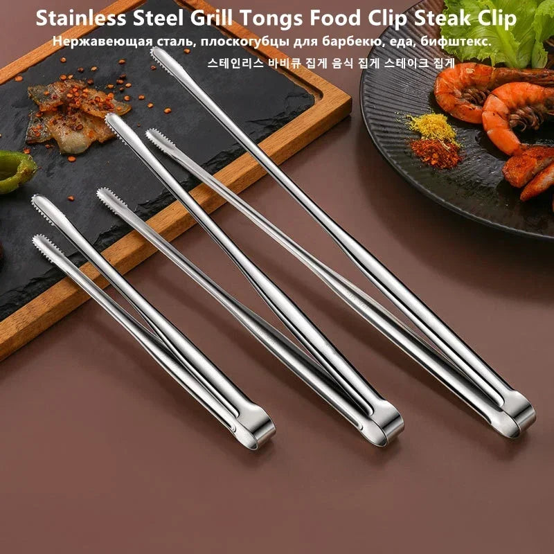 Stainless Steel Grill Tongs – BBQ Cooking Tongs with Serrated Edge Clamp - ZOOMNSTORE