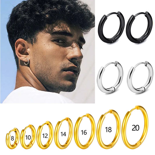 Stainless Steel Hoop Earrings – Small Gold Color Round Hoops for Women & Men - ZOOMNSTORE