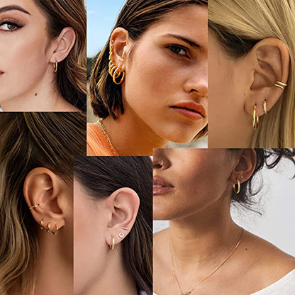 Stainless Steel Hoop Earrings – Small Gold Color Round Hoops for Women & Men - ZOOMNSTORE