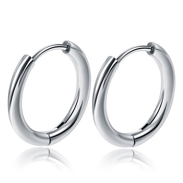 Stainless Steel Hoop Earrings – Small Gold Color Round Hoops for Women & Men - ZOOMNSTORE