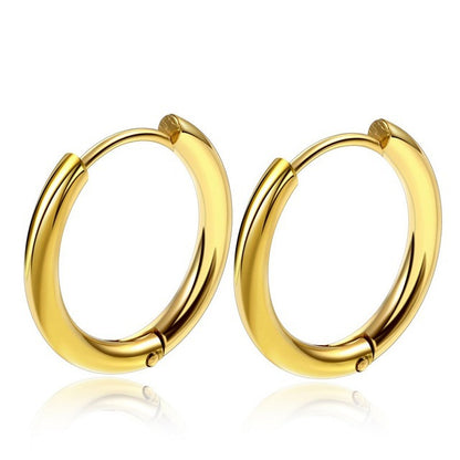 Stainless Steel Hoop Earrings – Small Gold Color Round Hoops for Women & Men - ZOOMNSTORE