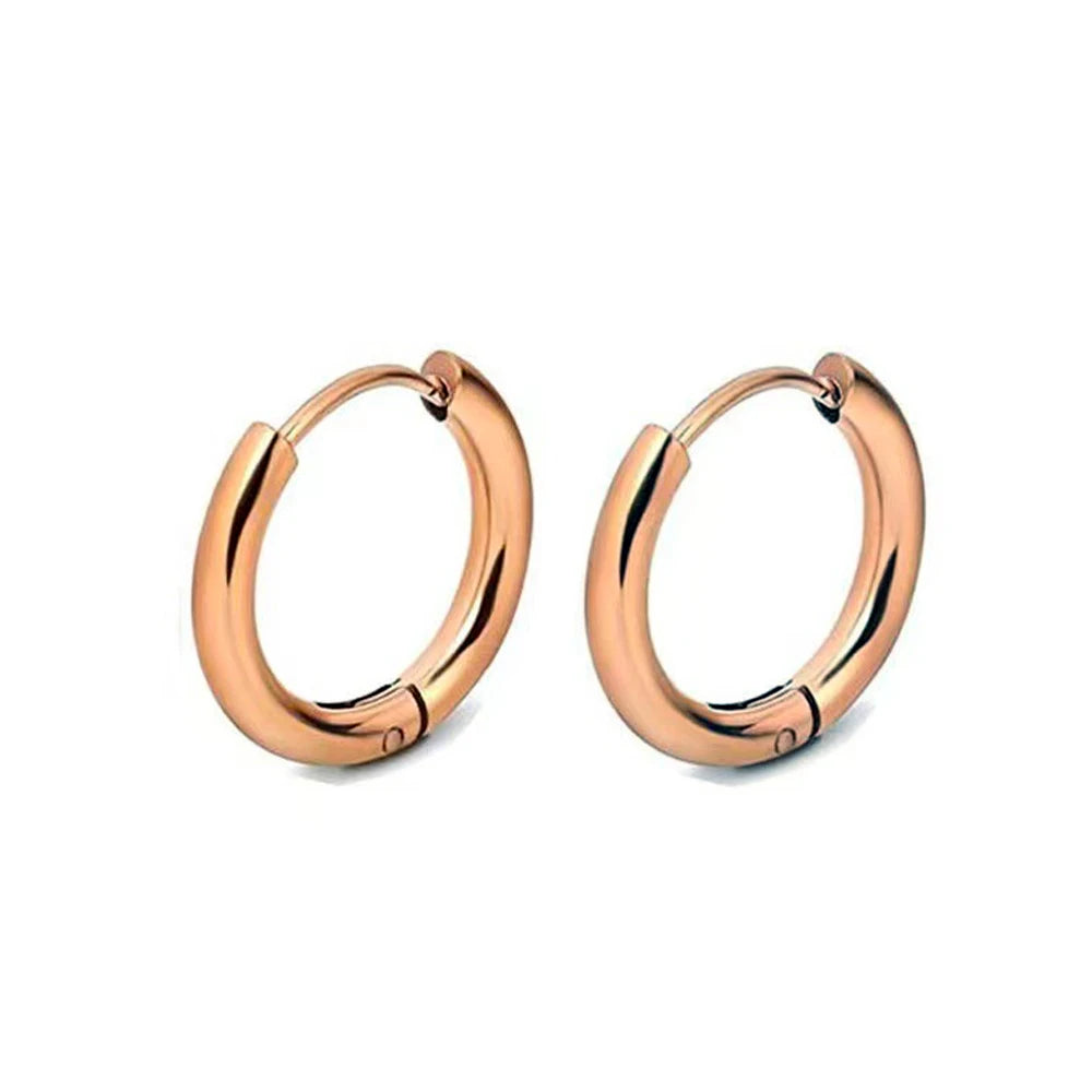 Stainless Steel Hoop Earrings – Small Gold Color Round Hoops for Women & Men - ZOOMNSTORE
