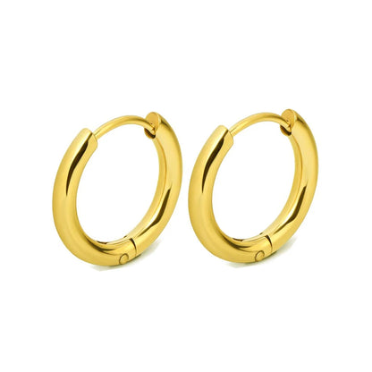 Stainless Steel Hoop Earrings – Small Gold Color Round Hoops for Women & Men - ZOOMNSTORE